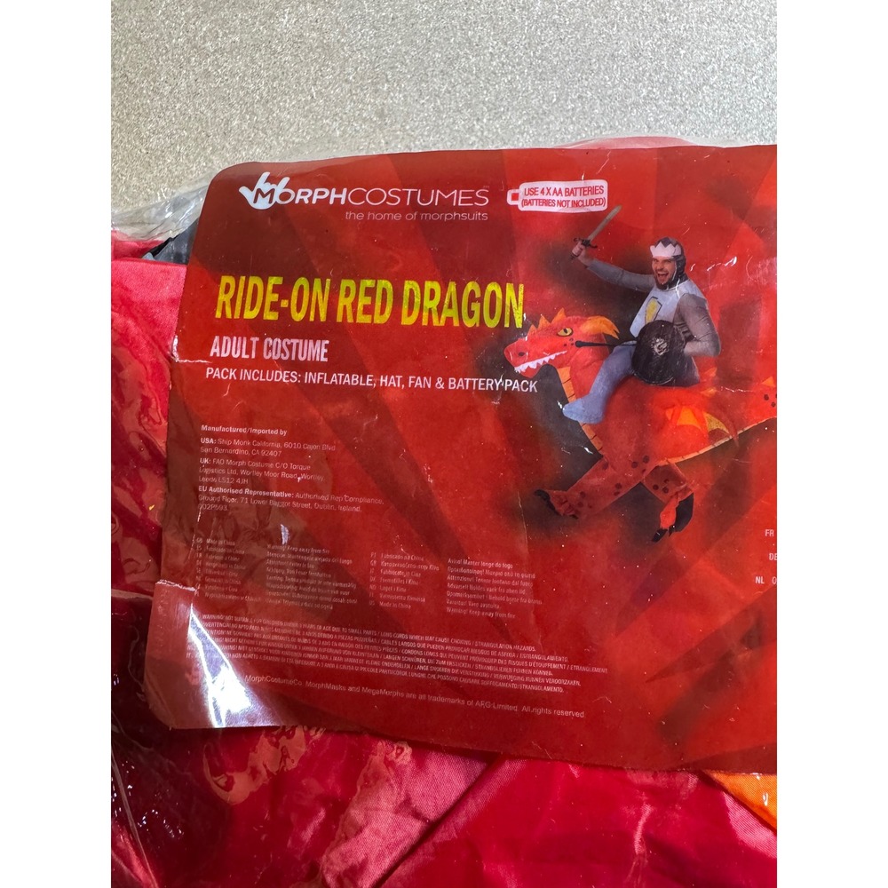 Morph Costumes Ride-On Red Dragon Adult Inflatable Costume‎ One Size
